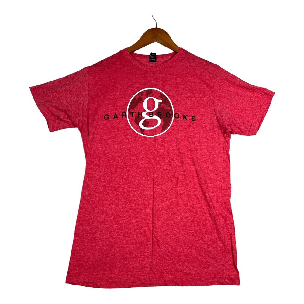 Garth Brooks World Tour Men's T-Shirt Heathered Red Records Band Crew Neck M